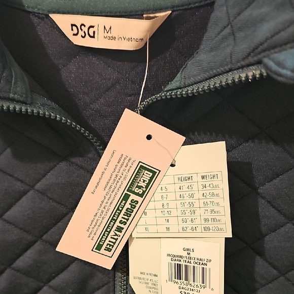 DSG Jacquard Fleece Half Zip Dark Teal Ocean Quilted Pullover Size Medium - Picture 2 of 6